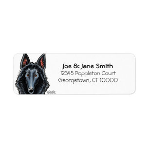 Étiquette Belgian Sheepdog Face Custom Color