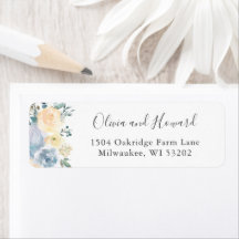 Belle adresse de retour florale bleue vanillée