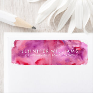 Étiquette Belle aquarelle rose et pourpre