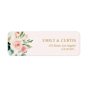 Étiquette Belle aquarelle rose pâle adresse florale