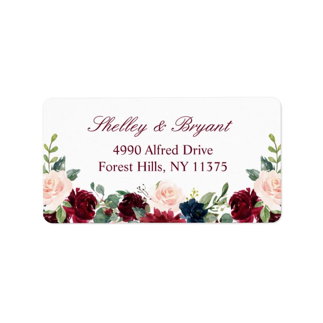 Étiquette Belle Bourgogne Blush Rose Peony Floral (Devant)