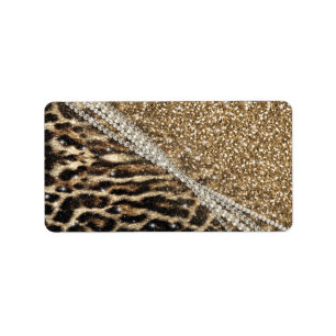 Étiquette Belle Chic Girly Leopard Animal Faux Fur Imprimer