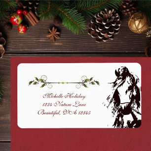 Étiquette Belle Horse et Holly Winter Holiday Adresse