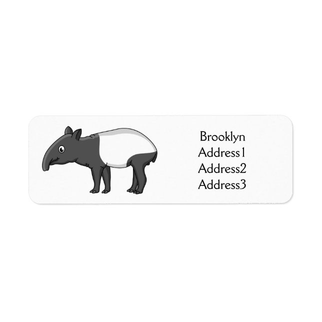 Étiquette Belle illustration de tapir de dessin animé (Devant)