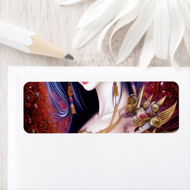 Étiquette Belle Japonaise fille Imaginaire gothique Triptyqu (En situation)