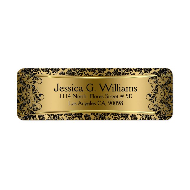 Étiquette Belle Or Et Noir Damas & Dentelle (Devant)