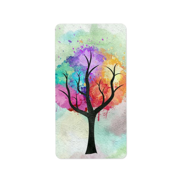 Étiquette belle peinture Abstraite à l'huile d'arbre Pastel (Devant)