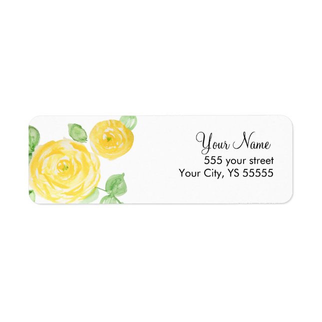 Étiquette Belle Roses Jaunes Fleur Aquarelle Design (Devant)