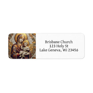 Étiquette Béni Mère Marie et Bébé Jésus   Noël