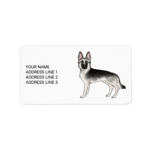 Étiquette Berger Allemand Silver Sable et Texte Personnalisé