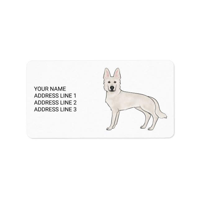 Étiquette Berger Suisse Blanc GSD avec texte personnalisé (Devant)
