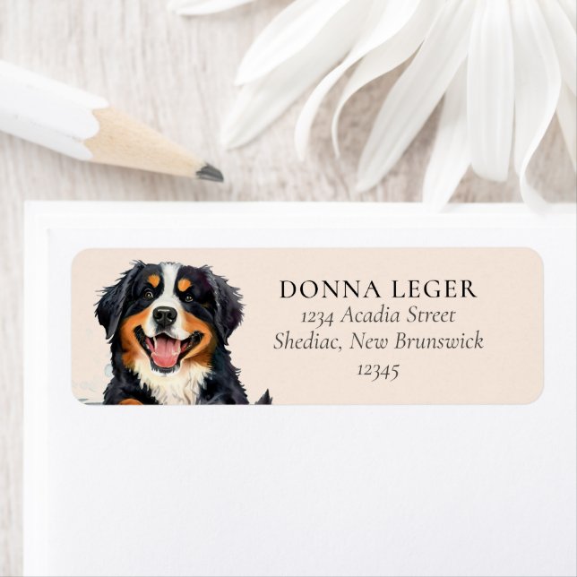 Étiquette Bernese Mountain Dog Adresse personnalisée (En situation)