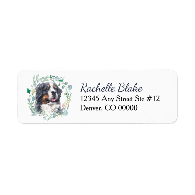 Étiquette Bernese Mountain Dog Wreath Adresse de retour (Devant)