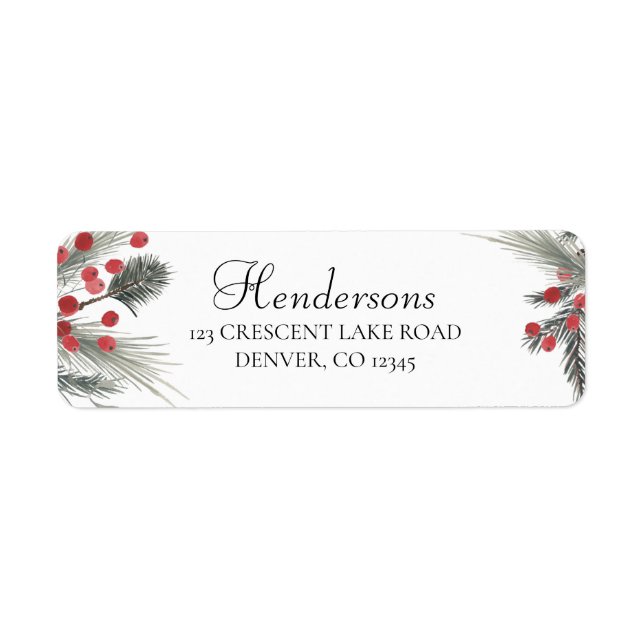 Étiquette Berries and Greenery Holiday Retour Adresse Label (Devant)