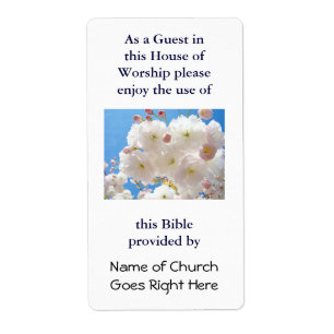 Étiquette Bible fourni par Nom de l'Église Signets Floraux