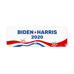 Étiquette Biden Harris 2020 texte et drapeau américain