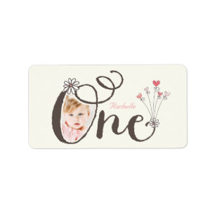 Étiquette Big Whimsical One Baby Girl 1er Anniversaire Photo