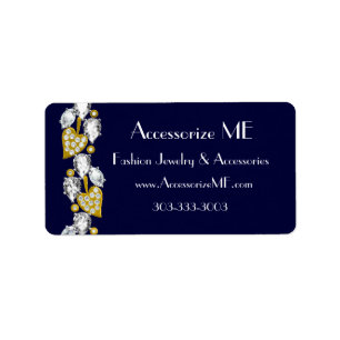 Étiquette Bijoux en diamant personnalisable - bleu marine