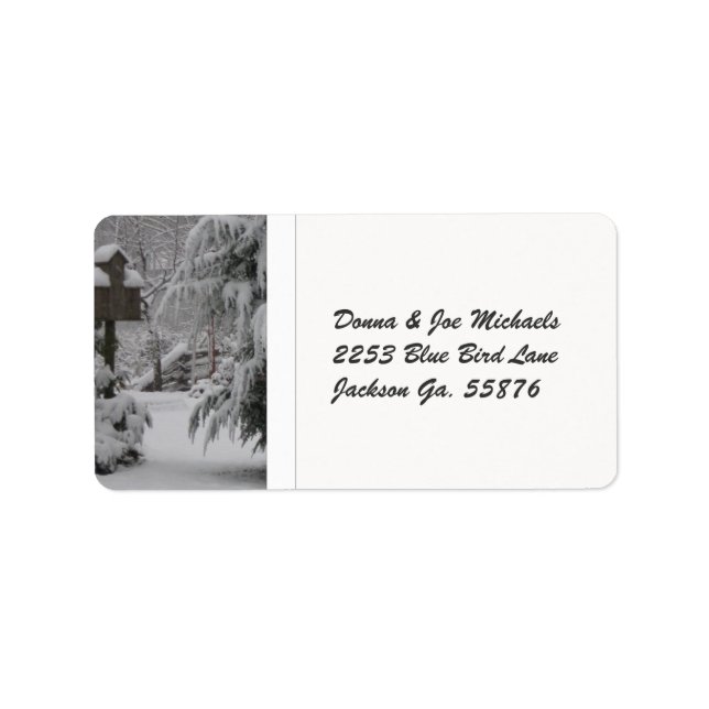 Étiquette Birdhouse couvert de neige (Devant)