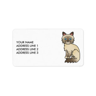Étiquette Birman/Ragdoll Tabby pointe chocolat & Texte perso