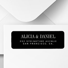 Étiquette Black and ivory elegant wedding return address