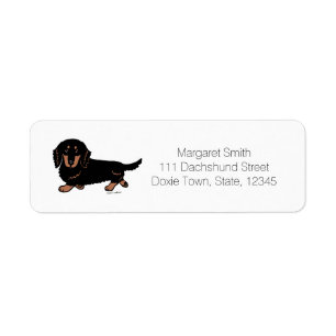 Étiquette Black and Tan Long Haired Dachshund 1