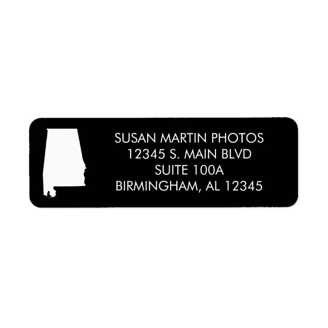 Étiquette Black and White Alabama Modern Minimalist (Devant)