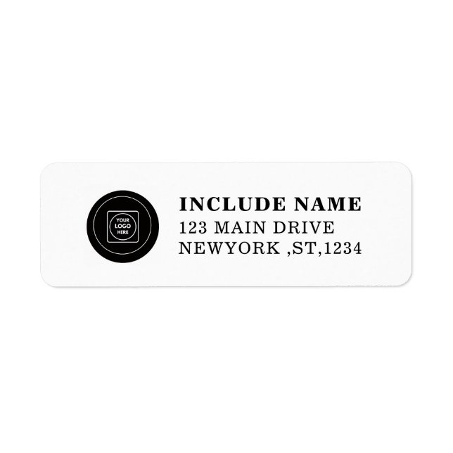 Étiquette Black and White Custom Logo Address Labels (Devant)
