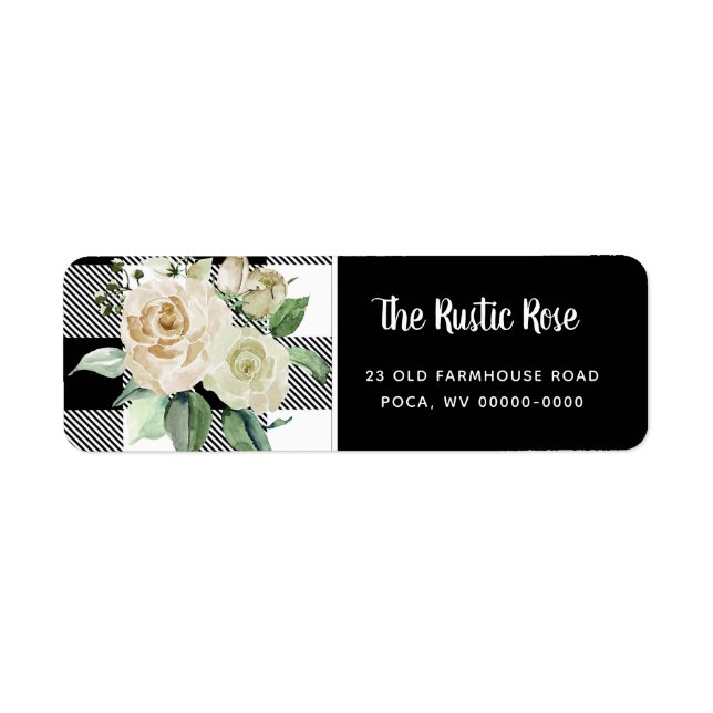 Étiquette Black and White Farmhouse Style Adresse de retour (Devant)