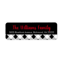 Black and White Plaid Christmas Adresse de retour