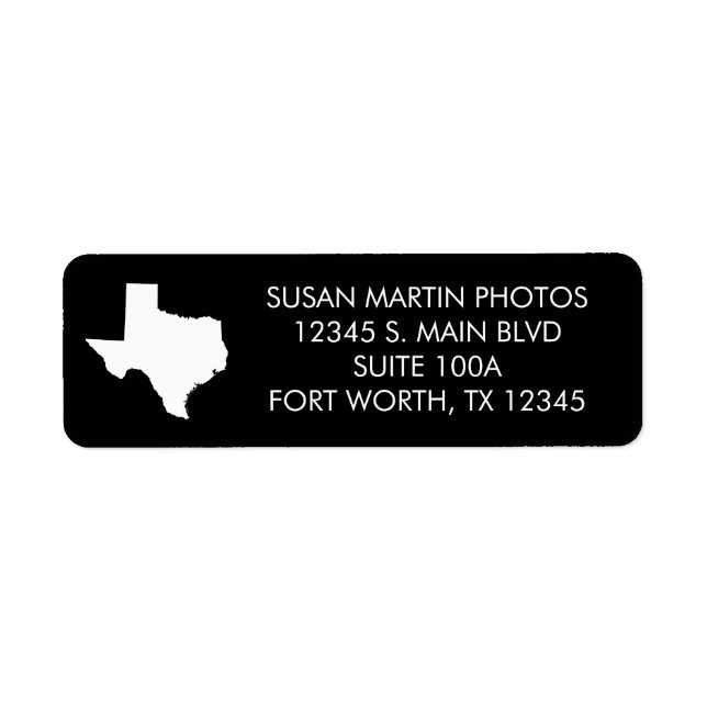 Étiquette Black and White Texas Modern Minimalist (Devant)