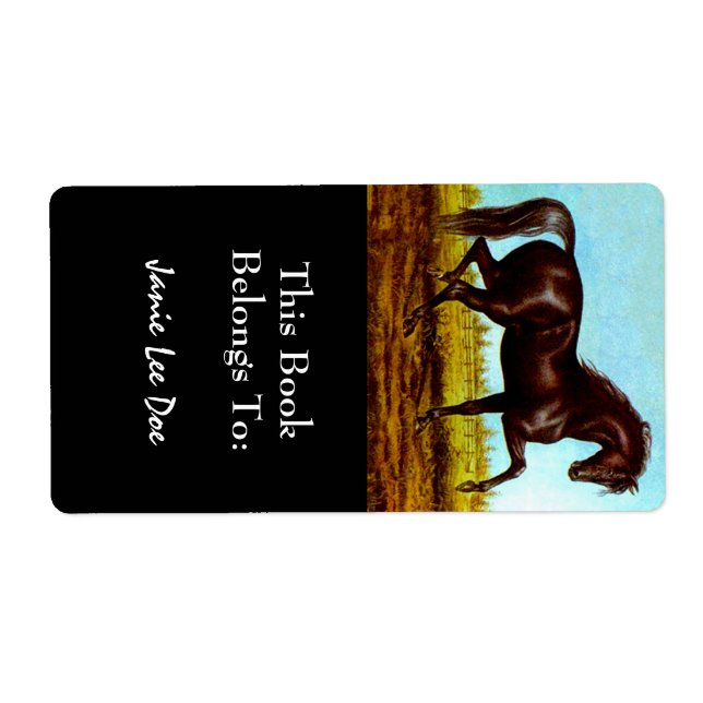 Étiquette Black Beauty Horse Plaques de livres Plaque de liv (Devant)