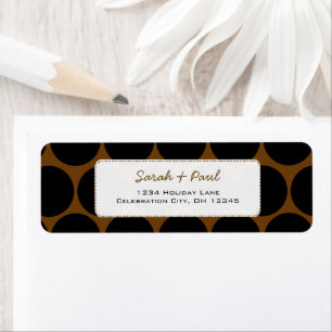 Étiquette Black & Brown Whimsical Dots Adresse de retour Éti