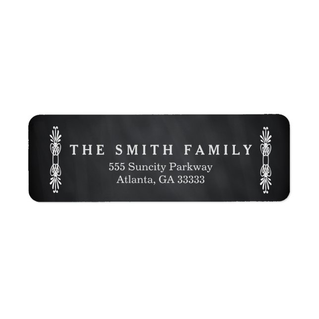 Étiquette Black Chalk Board Swirl Motif Weeding Adresse (Devant)