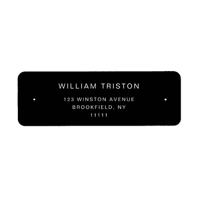 Étiquette Black Chic Modern Plaque Adresse de retour Label (Devant)