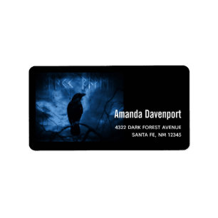 Étiquette Black Crow with Runes Dark Goth Style