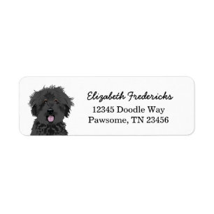 Étiquette Black Doodle Dog Adresse de retour personnalisée