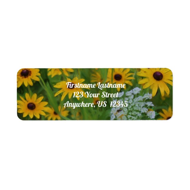 Étiquette Black Eyed Susan Daisy Flower Painting Adresse (Devant)