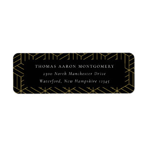 Étiquette Black Geometric Pattern Address