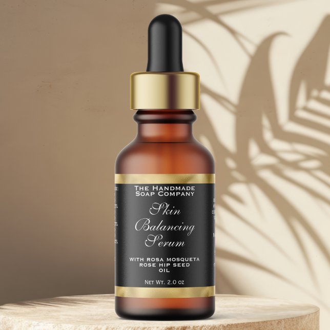 Étiquette Black & Gold Cosmetics Small Dropper Bottle Label  (Créateur téléchargé)