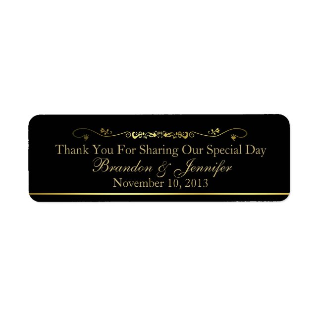 Étiquette Black & Gold Custom Wedding Favoriser les Étiquett (Devant)