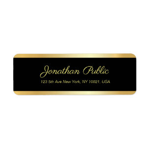Étiquette Black Gold Elegant Modèle Moderne Adresse de retou