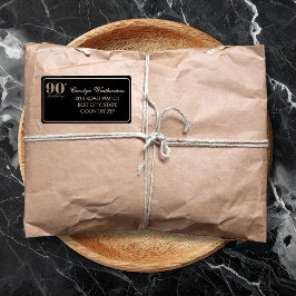 Étiquette Black & Gold Glittery Number 90th Birthday Address