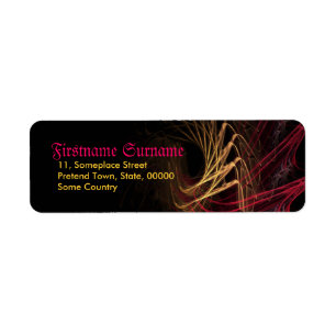 Étiquette Black Gold Red Fractal Art Retourner Adresse Étiqu