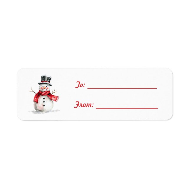 Étiquette Black Hat Red Scarf Snowman Christmas (Devant)