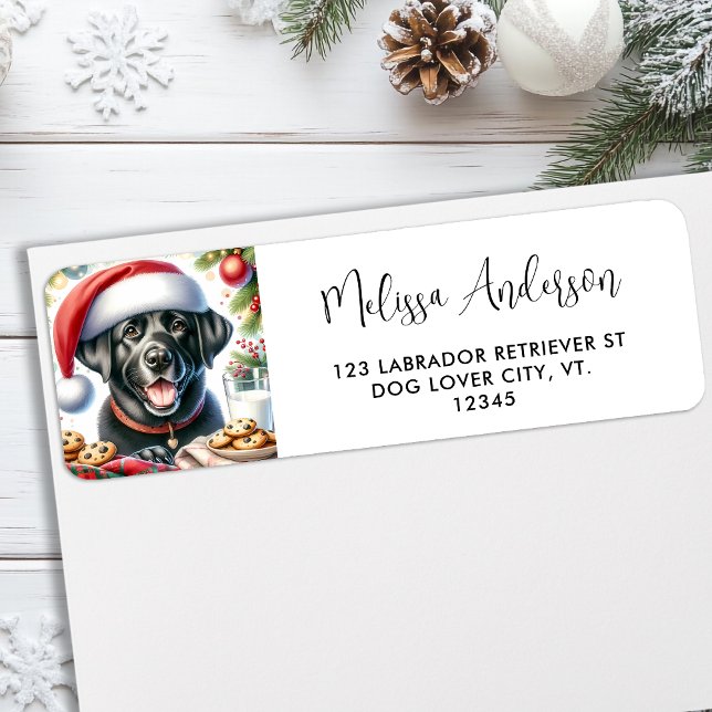 Étiquette Black Labrador Père Noël Chien Noël Adresse de ret (Créateur téléchargé)