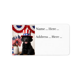 Étiquette Black Labrador Puppy Patriotic Summer Party
