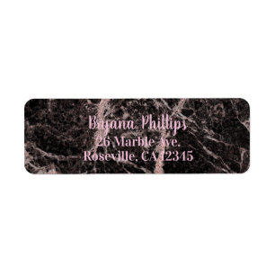 Étiquette Black & Rose Gold Pink Parties scintillant Marble 