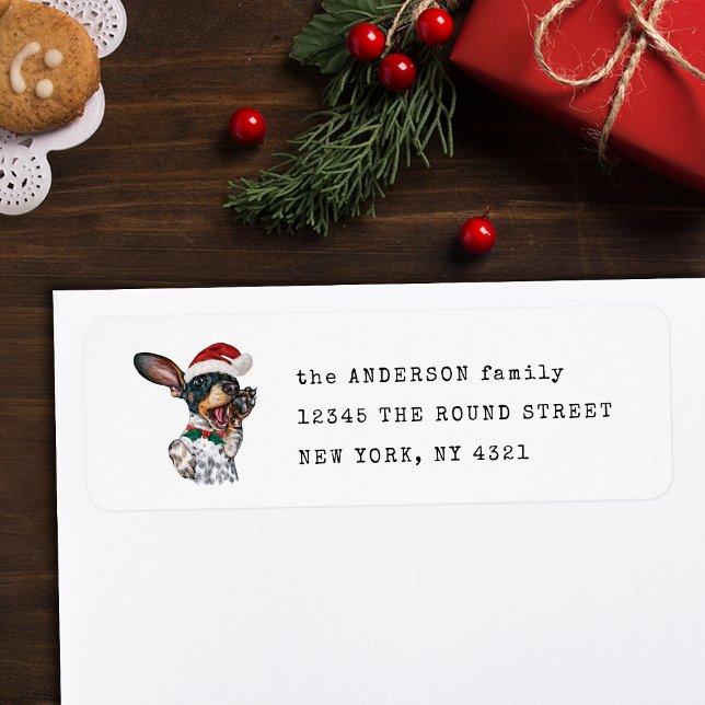 Étiquette Black Tan Piebald Dachshund Chien Adresse de retou (Créateur téléchargé)