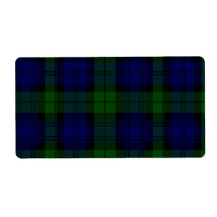 Étiquette Black Watch Tartan bleu vert Plaid